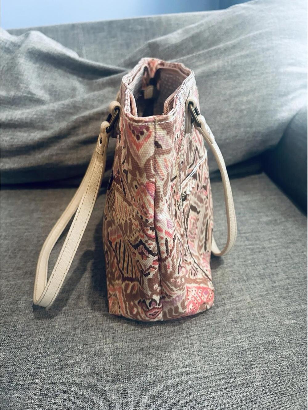 Sakroots Artist Circle Fawn Brave Aztec Llama Shopper Tote Bag Coated Canvas - Picture 5 of 10